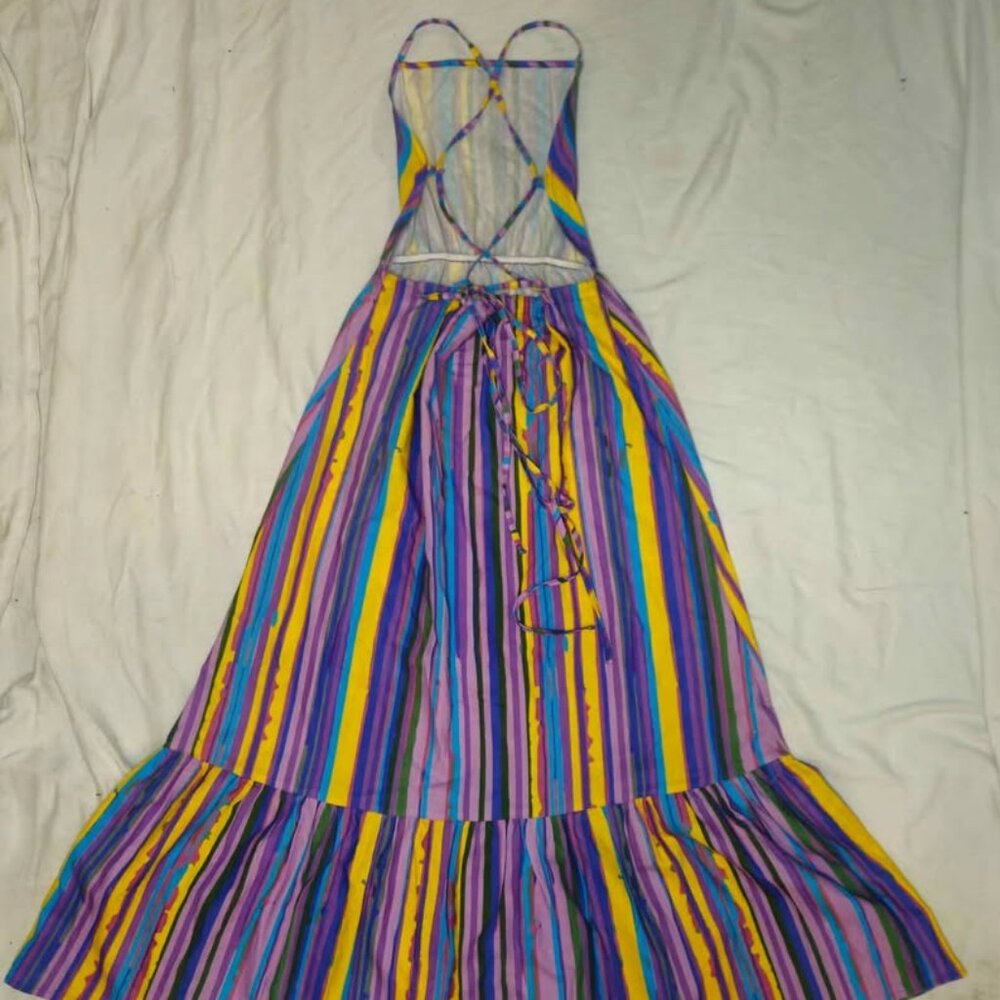 Violet Combo Striped Summer Dress